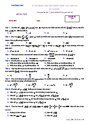 Đề thi thử Trung học Phổ thông Quốc gia môn Toán năm 2019 - Mã đề 139